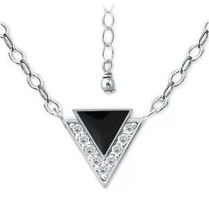 Sterling Silver CZ Triangle Pendant Necklace Chic Trendy Elegant Women's Fashion